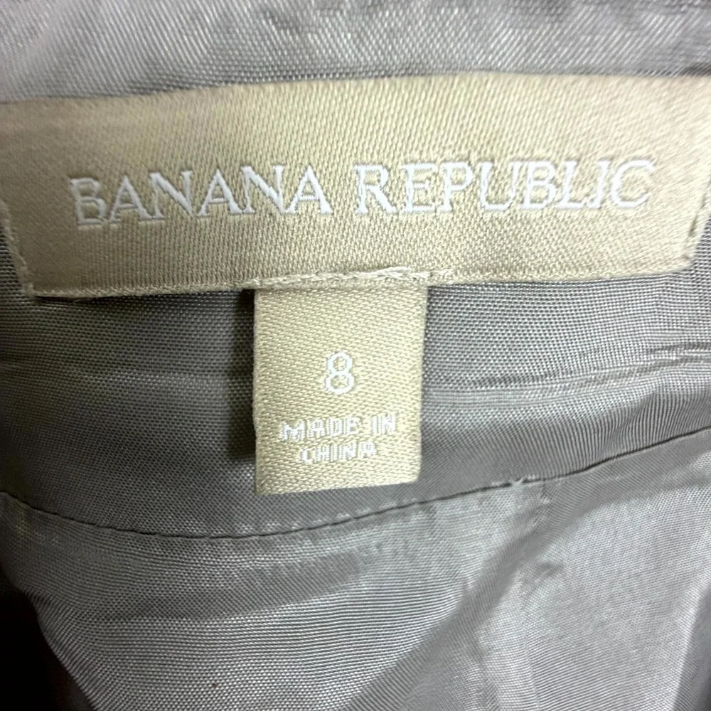 Banana Republic Pencil Skirt Womens 8 Gray Wool Back Zip Split Front Office Chic